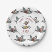 Leuke vogel en bloemen gepersonaliseerd 60e verjaa papieren bordje (Voorkant)