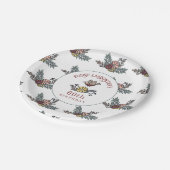 Leuke vogel en bloemen gepersonaliseerd 60e verjaa papieren bordje (Gekanteld)