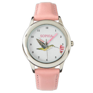 Leuke Vogel Hummingbird Floral Girly Kinder Horloge