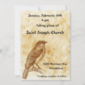 Leuke Vogelontwerp Bruiloft Uitnodiging (Achterkant)