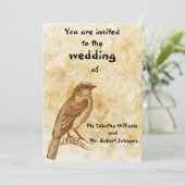 Leuke Vogelontwerp Bruiloft Uitnodiging (Staand voorkant)