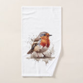 Leuke vogelrode robin in de waterverf bad handdoek (Handdoek)
