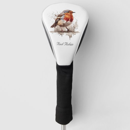 Leuke vogelrode robin in de waterverf golfheadcover (Voorkant)