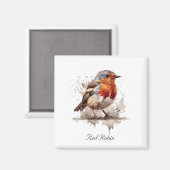 Leuke vogelrode robin in de waterverf magneet (Voorkant / Achterkant)