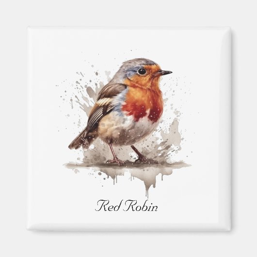 Leuke vogelrode robin in de waterverf magneet (Voorkant)