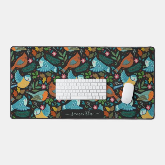 Leuke vogels en bloemen patroon bureaumat (Keyboard & Muis)