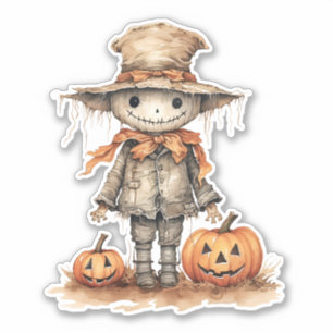 Leuke vogelverschrikker, Halloween pompoen, Sticke Sticker