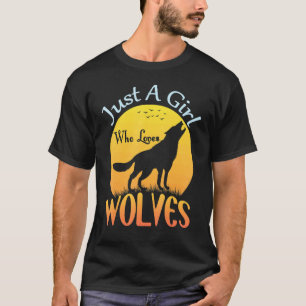 Leuke Volle Maan Wolf Gewoon Een Meisje Die Van Wo T-shirt