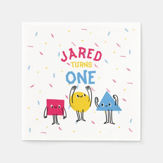 Leuke vormen Eerste Verjaardag Viering Servet (Voorkant)