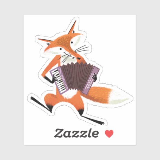 Leuke vos met een accordeon sticker (Vel)