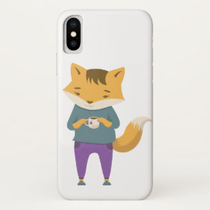 Leuke vos met kopje thee iPhone x hoesje