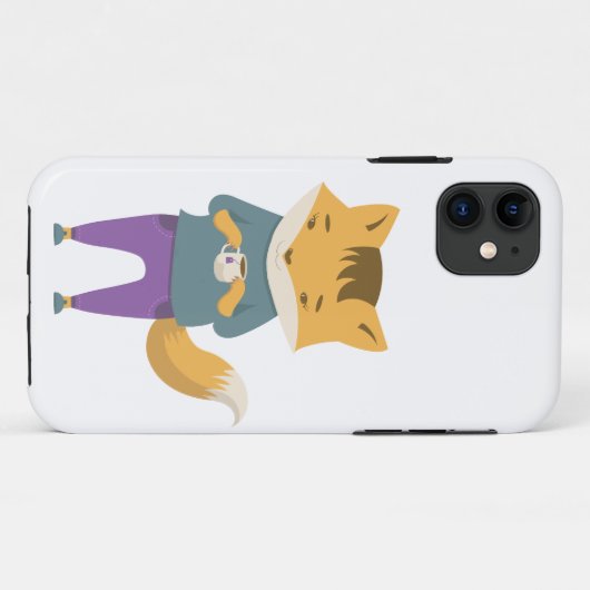 Leuke vos met kopje thee Case-Mate iPhone case (Achterkant (horizontaal))