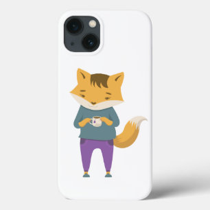 Leuke vos met kopje thee iPhone 13 hoesje