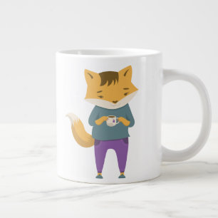 Leuke vos met kopje thee extra grote beker