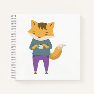 Leuke vos met kopje thee notitieboek