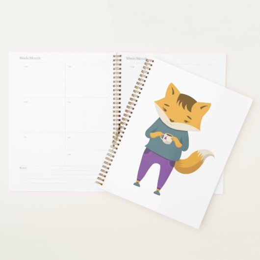 Leuke vos met kopje thee planner (Display)