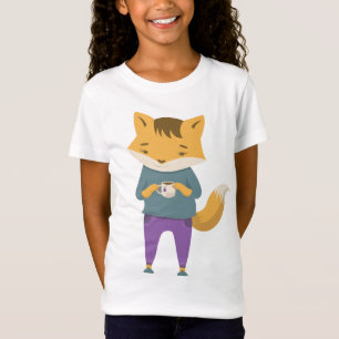 Leuke vos met kopje thee t-shirt