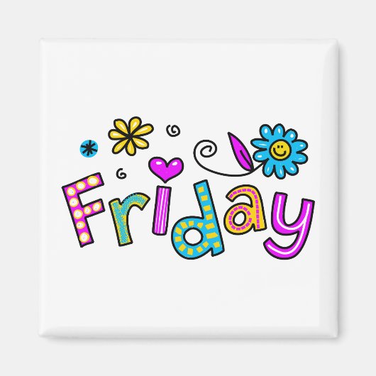 Leuke vrijdag week dag groet tekst expressie magneet (Voorkant)