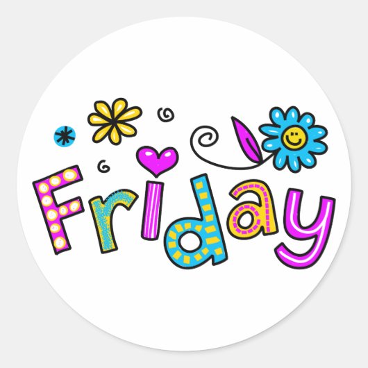 Leuke vrijdag week dag groet tekst expressie ronde sticker (Voorkant)