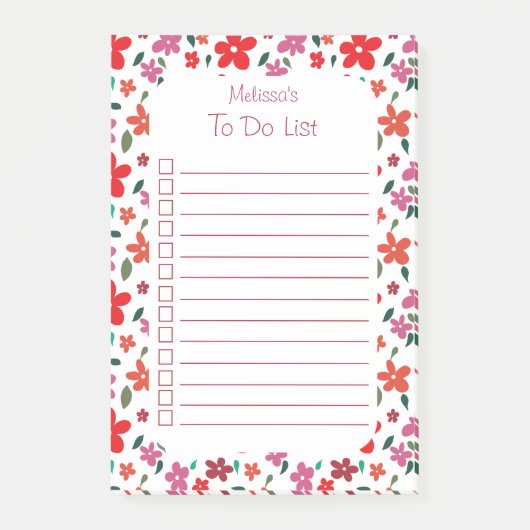 Leuke vrolijke bloemen te doen lijstnaam post-it® notes (Voorkant)