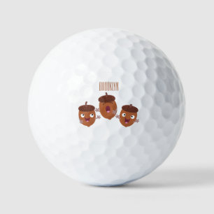 Leuke vrolijke eikels zingen cartoon voor kinderen golfballen