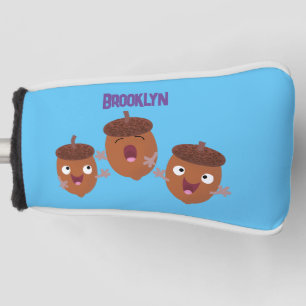Leuke vrolijke eikels zingen cartoon voor kinderen golfheadcover