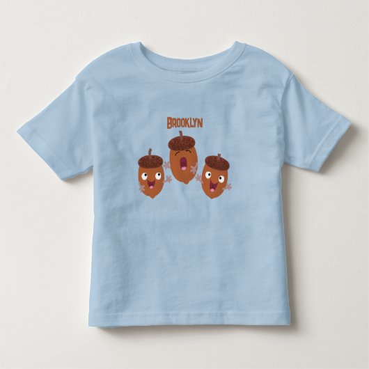 Leuke vrolijke eikels zingen cartoon voor kinderen kinder shirts (Voorkant)