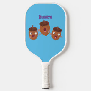 Leuke vrolijke eikels zingen cartoon voor kinderen pickleball paddle
