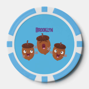 Leuke vrolijke eikels zingen cartoon voor kinderen poker chips
