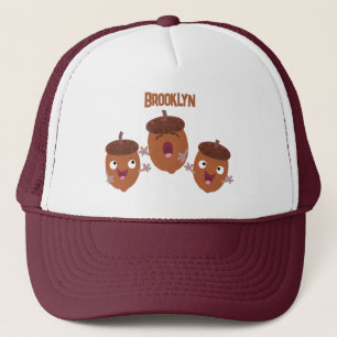 Leuke vrolijke eikels zingen cartoon voor kinderen trucker pet