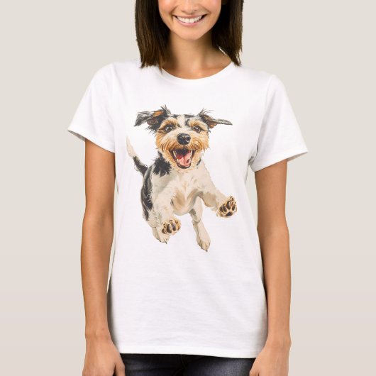 Leuke vrolijke Happy Little Terrier hond T-shirt (Voorkant)