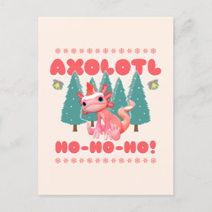 Leuke vrolijke kerst axolotl Ho-Ho-Ho! Feestdagenkaart