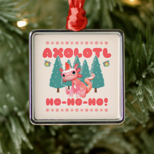 Leuke vrolijke kerst axolotl Ho-Ho-Ho! Metalen Ornament