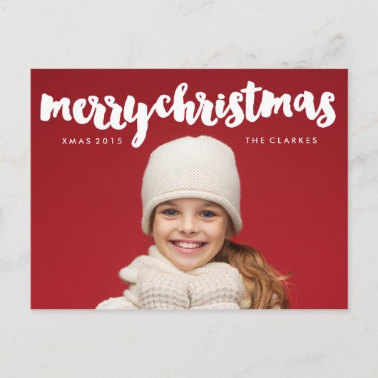 Leuke vrolijke kerst handschrift feestdagenkaart (Voorkant)