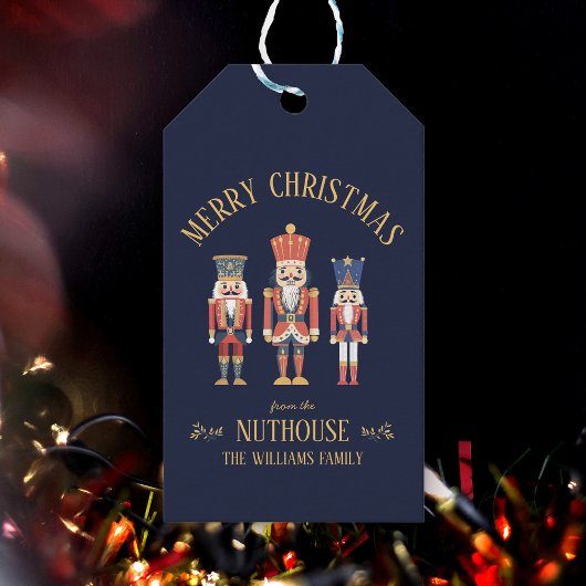 Leuke vrolijke kerst van de Nuthouse Notenkraker Cadeaulabel