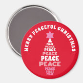 Leuke Vrolijke Kerstmis Roze en Rode Vredesboom Magneet (Voorkant / Achterkant)