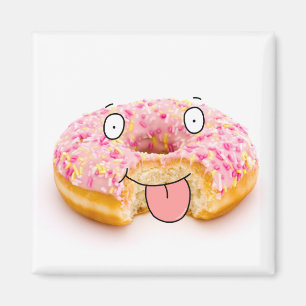 Leuke vrolijke roze donut karakter magneet