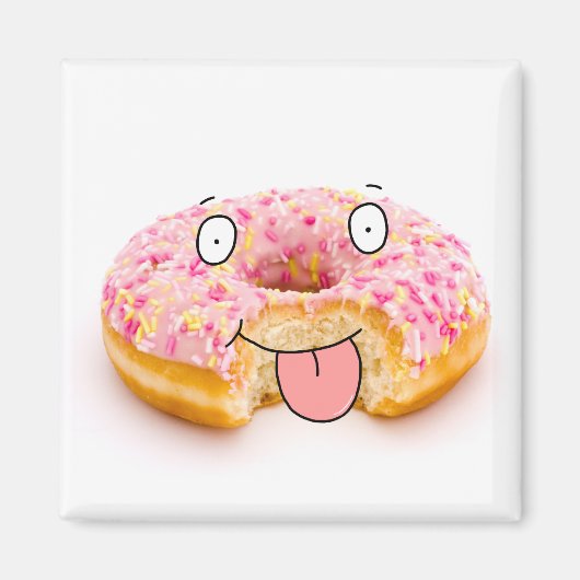 Leuke vrolijke roze donut karakter magneet (Voorkant)