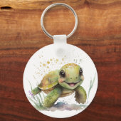 Leuke vrolijke schildpad Sleutelhanger (Achterkant)