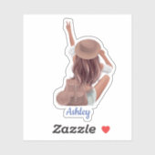 Leuke Vrouw Rugzak Custom Cut Gepersonaliseerd Vin Sticker (Vel)