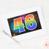 Leuke Vuurwerk + Regenboog Patroon "46" Evenement Rechthoekige Sticker (Envelop)