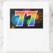 Leuke Vuurwerk + Regenboog Patroon "77" Evenement  Rechthoekige Sticker (Tas)