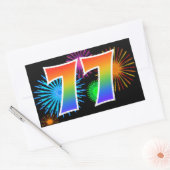 Leuke Vuurwerk + Regenboog Patroon "77" Evenement  Rechthoekige Sticker (Envelop)