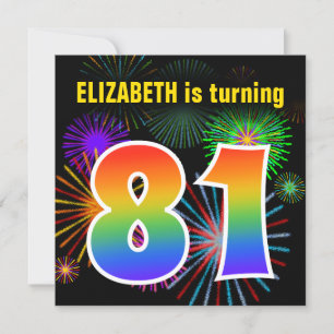 Leuke Vuurwerk + Regenboog Patroon "81" Verjaardag Kaart