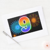 Leuke Vuurwerk + Regenboog Patroon "9" Evenement N Rechthoekige Sticker (Envelop)