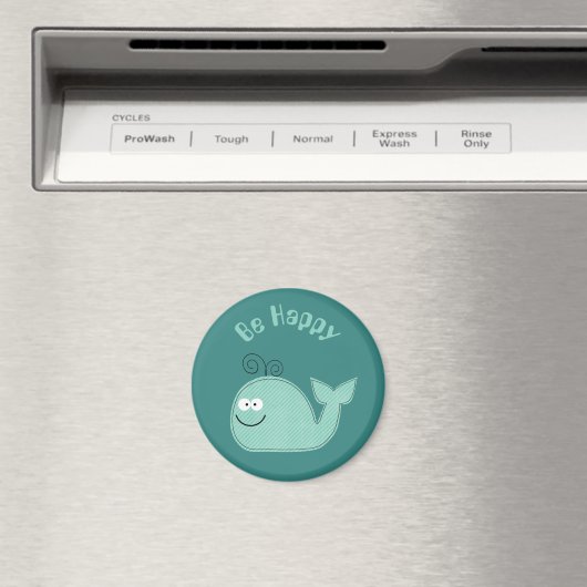 Leuke walvis Inspirerend slogan Wees blij Magneet (Insitu (Vaatwasser))