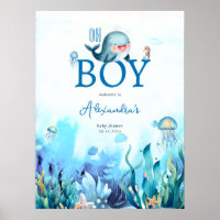 Leuke walvis onder Zee Boy Baby shower Welkom