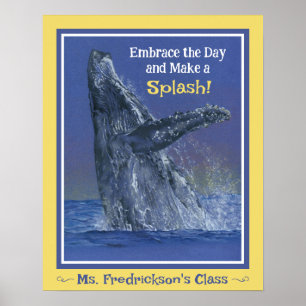Leuke walvis print voor de Classroom Yellow Border