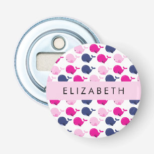 Leuke walvissen, Patroon van walvissen, Jouw naam Button Flesopener