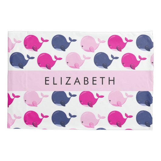 Leuke walvissen, Patroon van walvissen, Jouw naam Kussensloop (Achterkant)